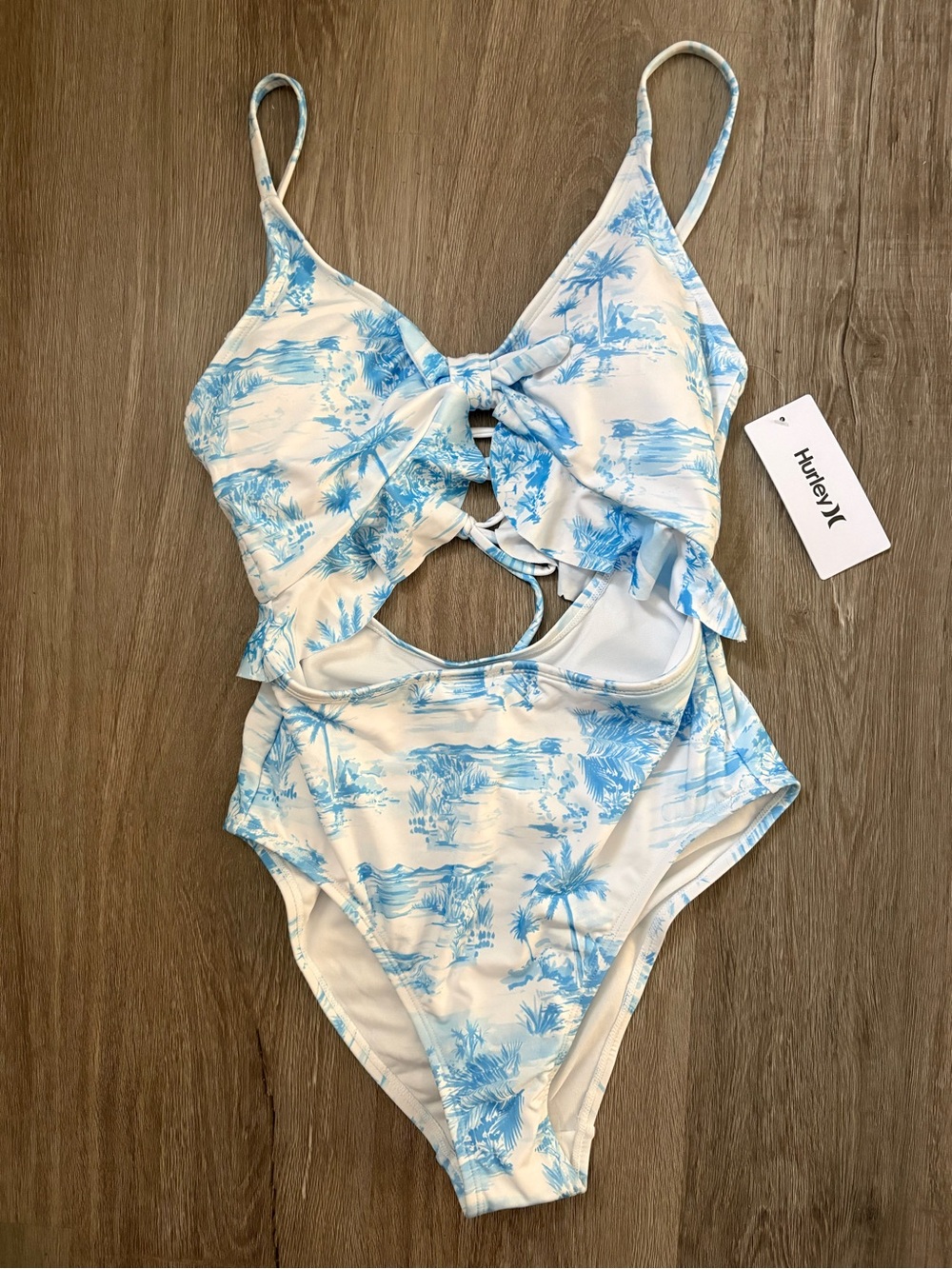 Hurley Blue & White One-Piece Swim Suit
